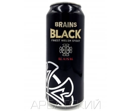 Брэйнс Блэк с азотной капсулой / Brains Black with nitrogen capsule 0,44л. алк.4,1% ж/б.