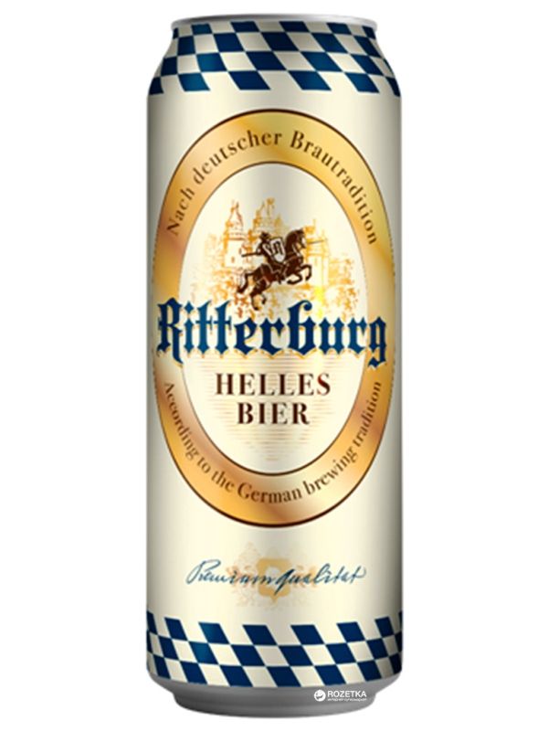 Риттербург Хеллес / Ritterburg Helles Bier 0,5л. алк.5% ж/б.