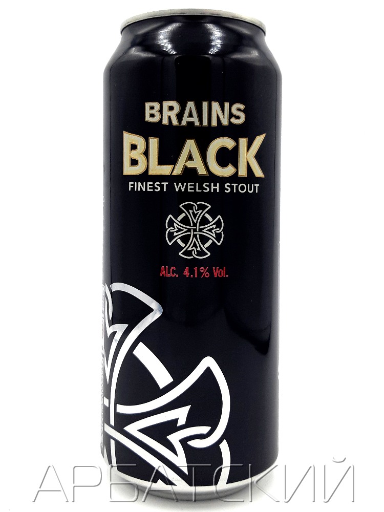 Брэйнс Блэк с азотной капсулой / Brains Black with nitrogen capsule 0,44л. алк.4,1% ж/б.