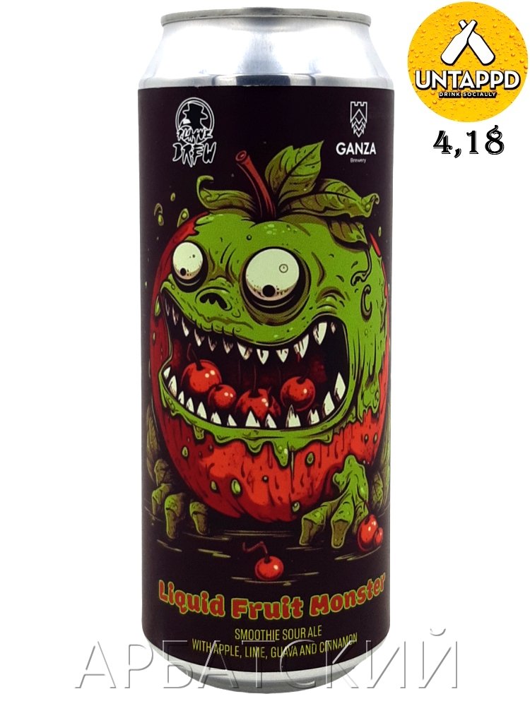 Ganza Liquid Fruit Monster / Смузи Яблоко Лайм Гуава 0,5л. алк.6% ж/б.