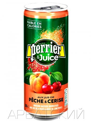 Напиток Перье Персик-Вишня / Perrier Pineapple Peach Cherry 0,25л. ж/б.